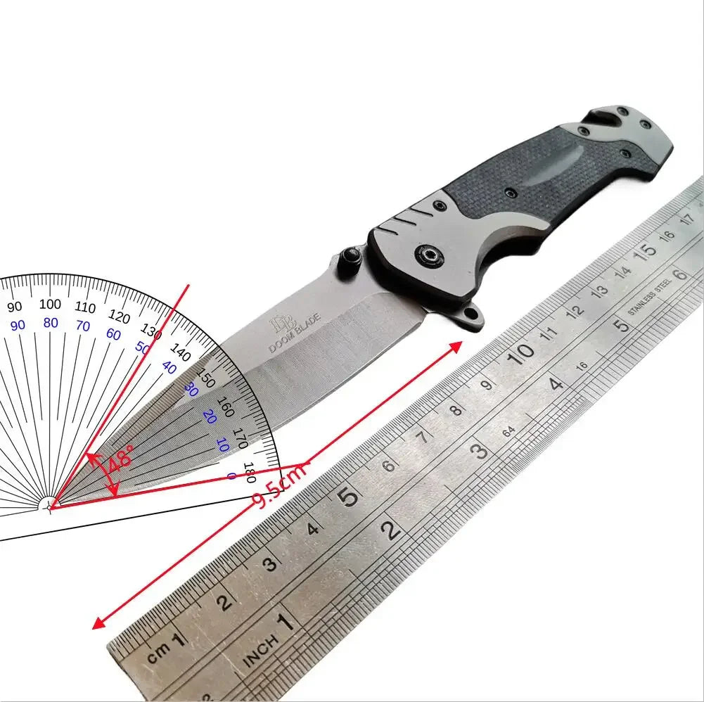 Doom Blade Multi Function Folding EDC Knife With Seatbelt Cutter