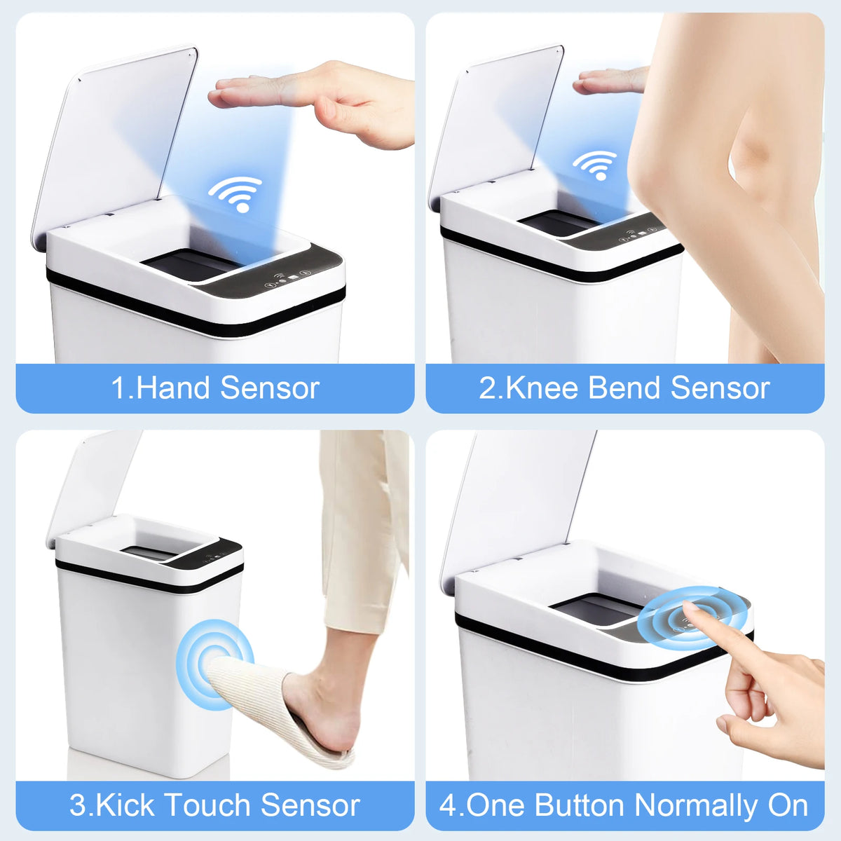 Automatic Touchless Motion Sensor Trash Can With Lid