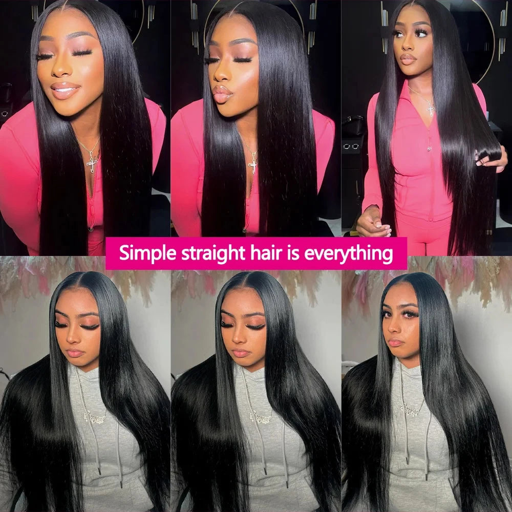 Queenlike Straight Human Hair Bundles With Transparent Lace Closure