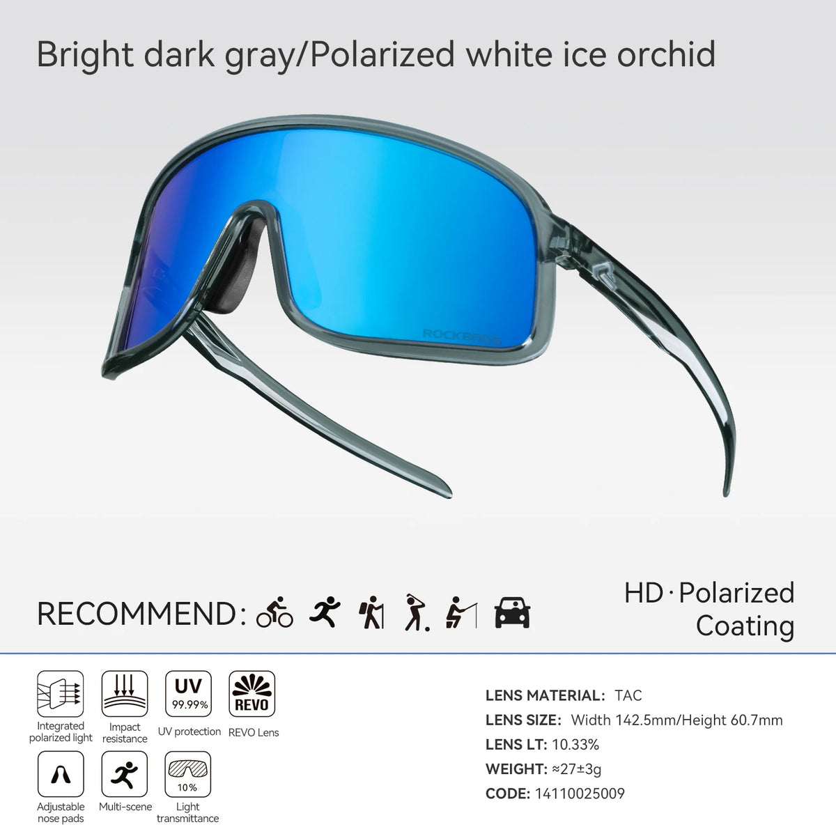 Rockbros Polarized Cycling Sunglasses UV400 Outdoor Sports Eyewear