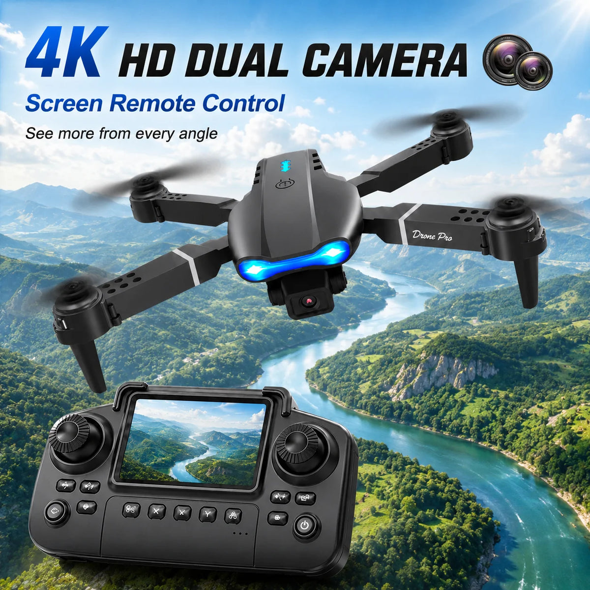 Znlyrion 4K Dual Camera Foldable RC Drone With Obstacle Avoidance