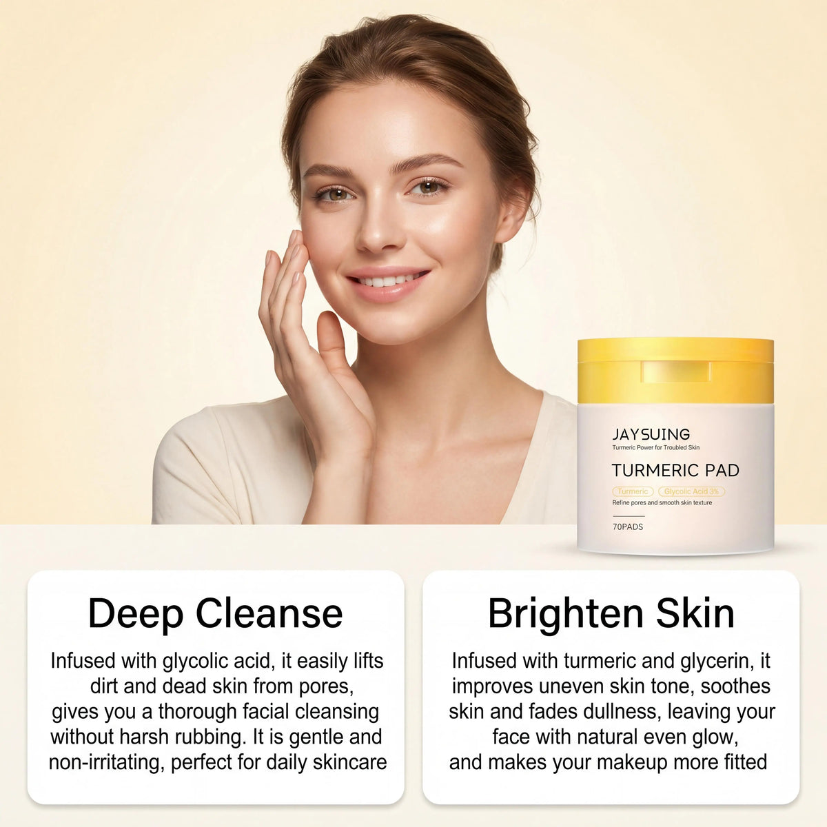 Jaysuing Turmeric Facial Cleansing Pads For Glowing Skin