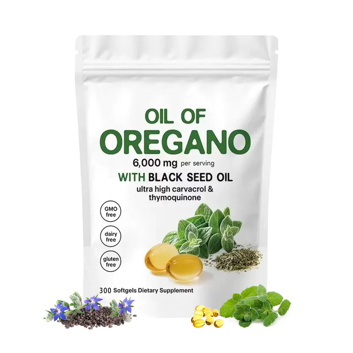 Oregano And Black Seed Oil Herbal Softgel Dietary Supplement