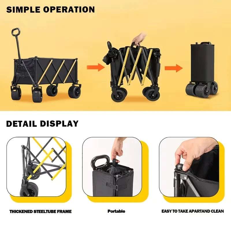 Large Capacity Folding Wagon Cart For Outdoor Camping Adventures