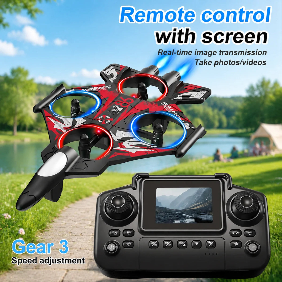 ZNLYRION RC Quadcopter Drone With 480P Camera And Screen Remote
