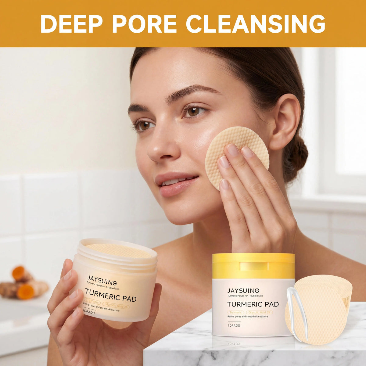 Jaysuing Turmeric Facial Cleansing Pads For Glowing Skin