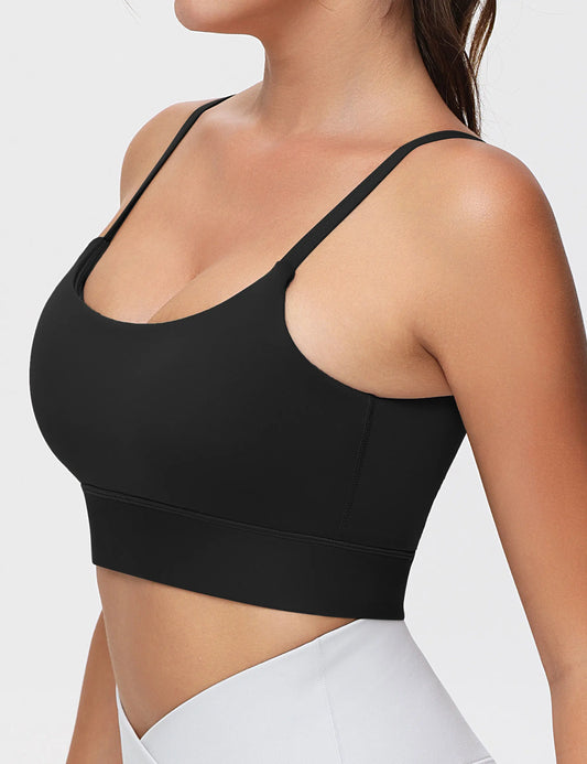 THE GYM PEOPLE Women's Adjustable Longline Sports Bras Scoop Neck Padded Wireless Workout Yoga Tops