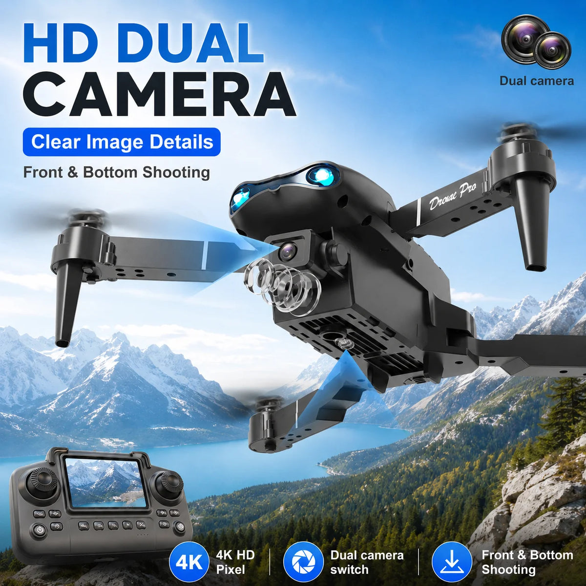 Znlyrion 4K Dual Camera Foldable RC Drone With Obstacle Avoidance
