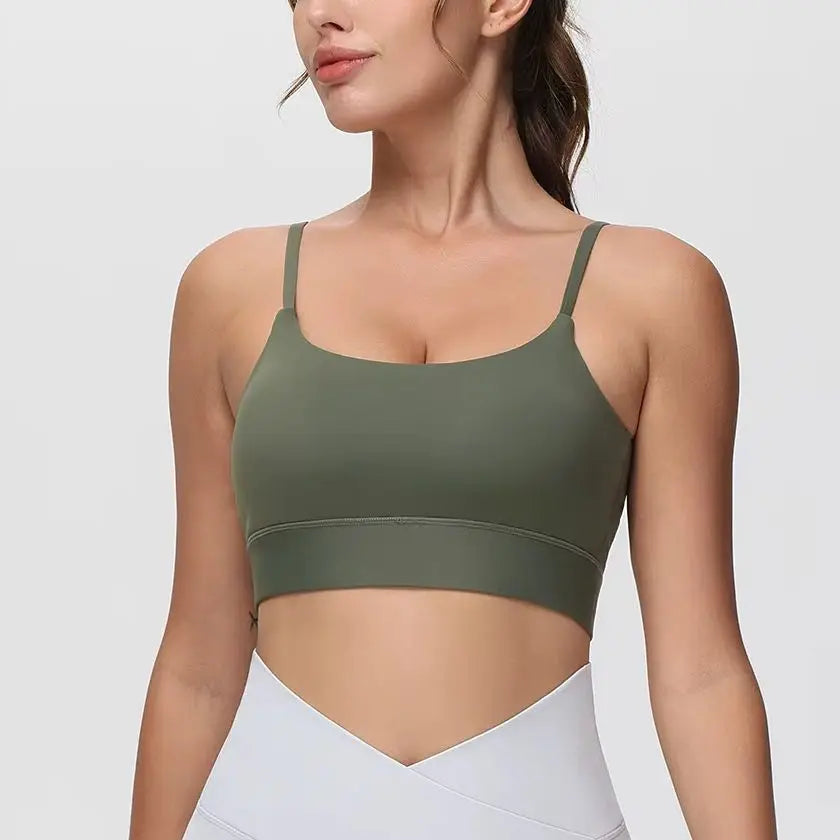 THE GYM PEOPLE Women's Adjustable Longline Sports Bras Scoop Neck Padded Wireless Workout Yoga Tops
