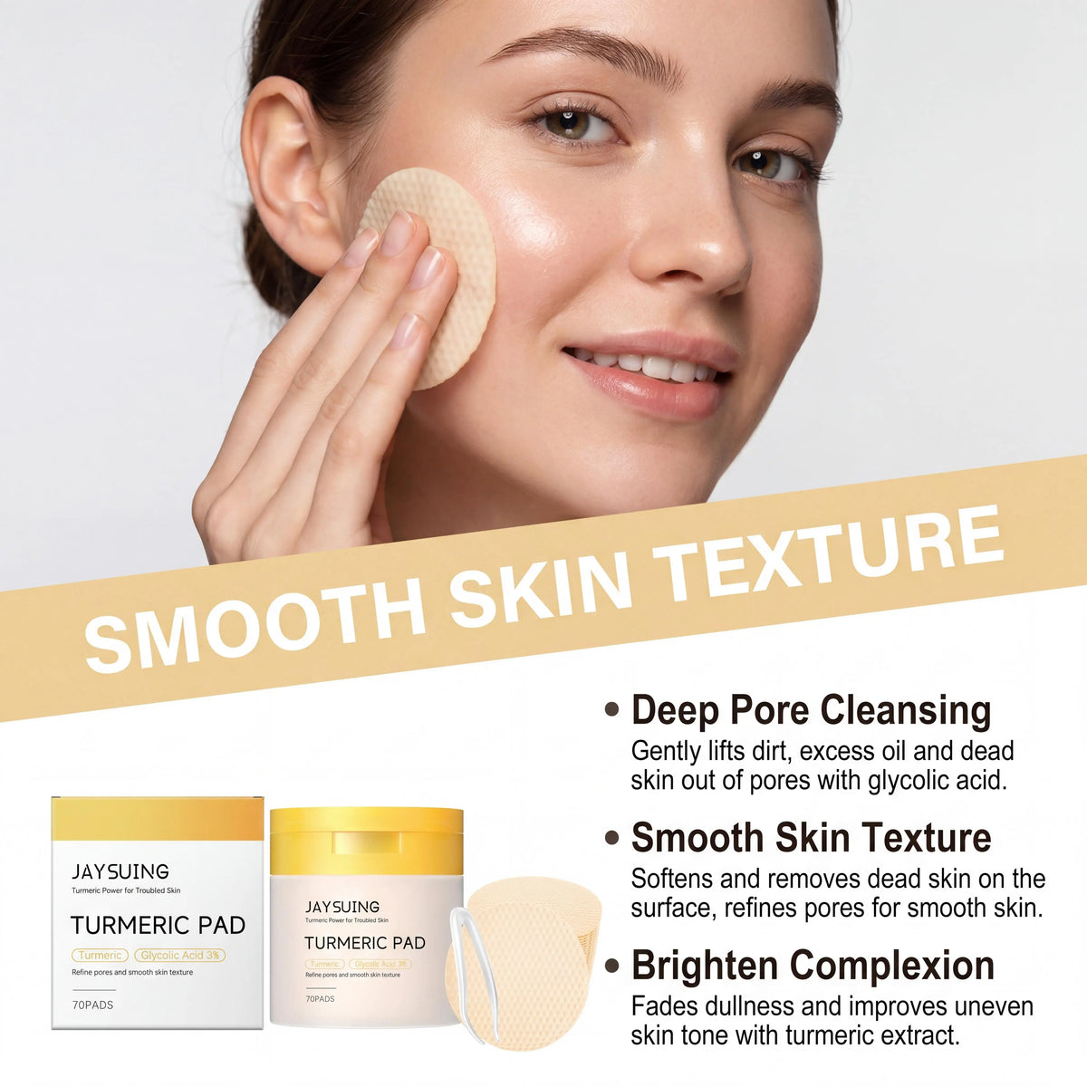 Jaysuing Turmeric Facial Cleansing Pads For Glowing Skin