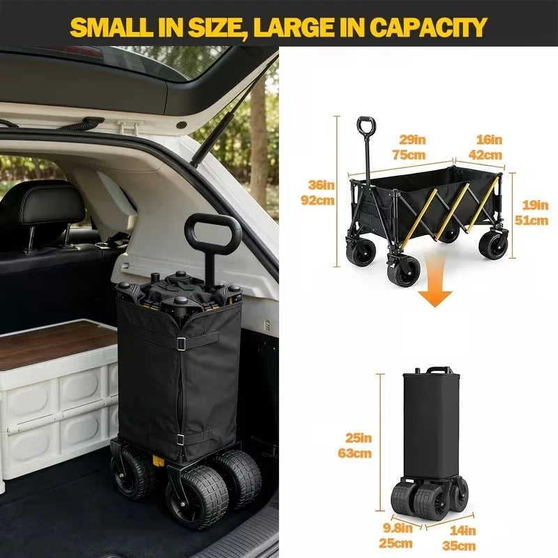 Large Capacity Folding Wagon Cart For Outdoor Camping Adventures