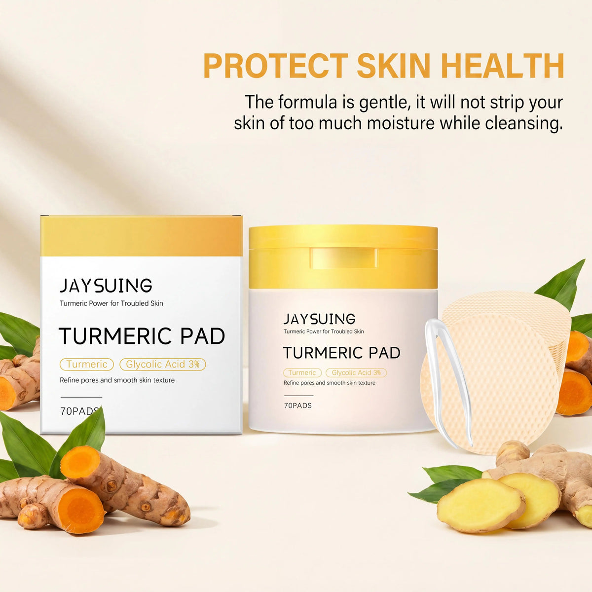 Jaysuing Turmeric Facial Cleansing Pads For Glowing Skin