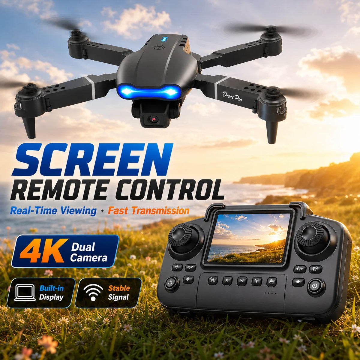 Znlyrion 4K Dual Camera Foldable RC Drone With Obstacle Avoidance