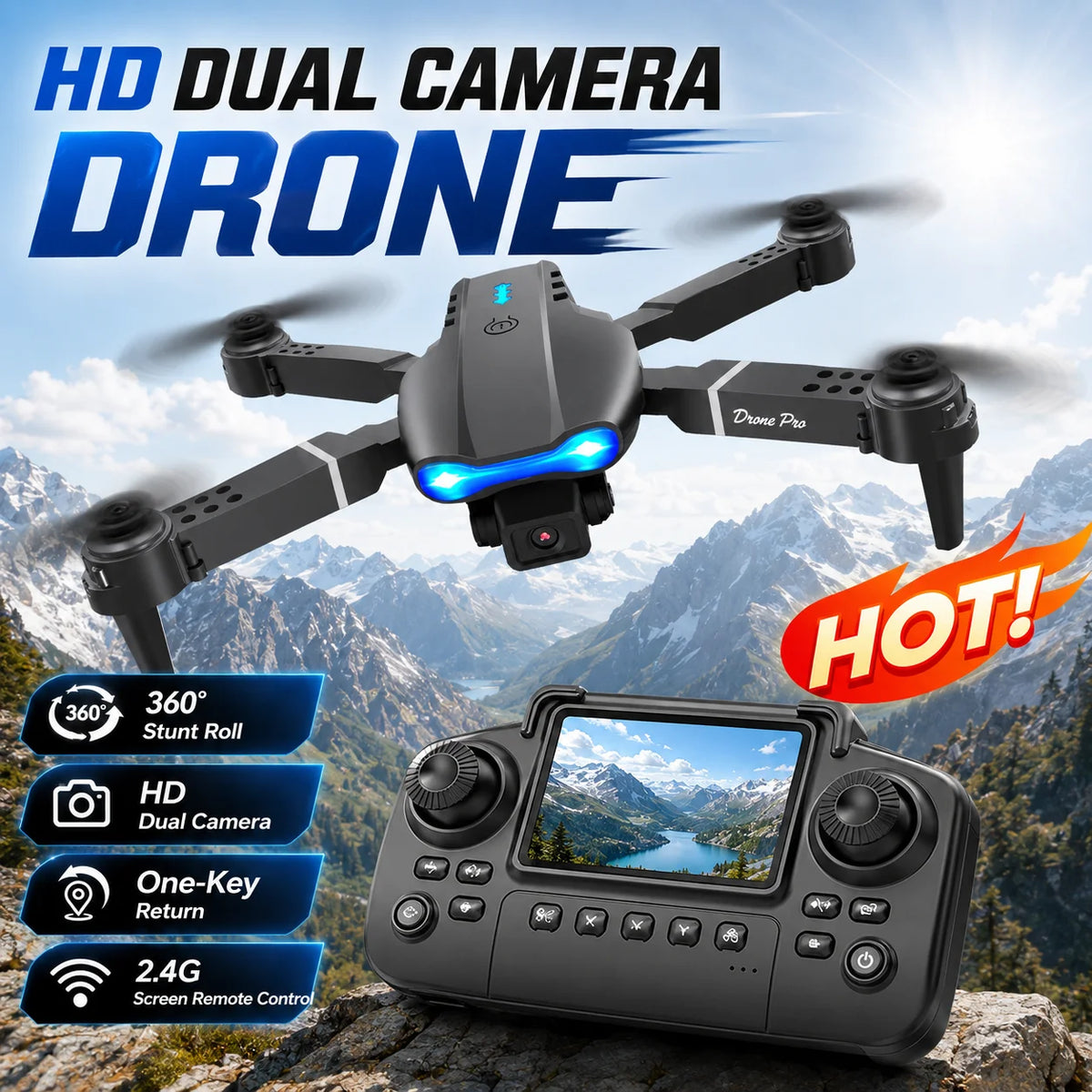 Znlyrion 4K Dual Camera Foldable RC Drone With Obstacle Avoidance