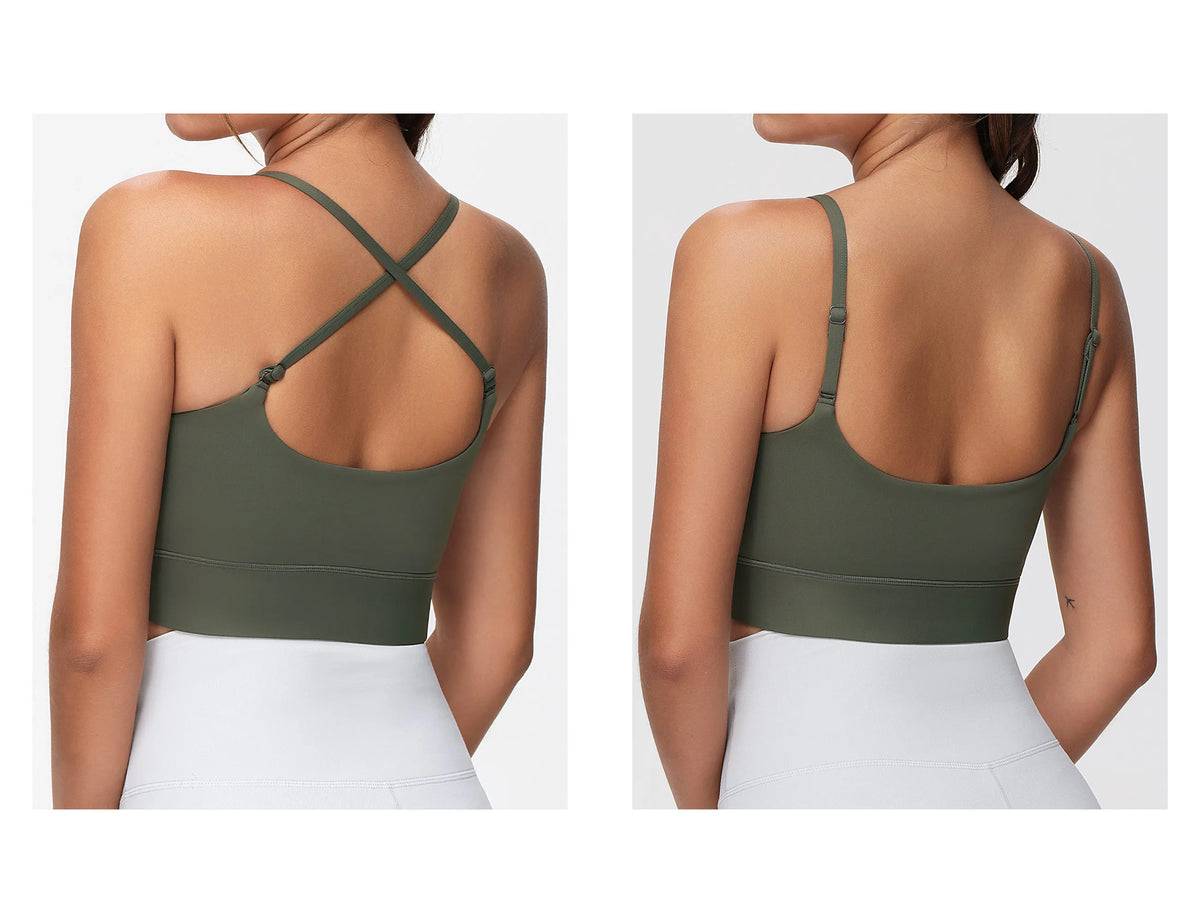 THE GYM PEOPLE Women's Adjustable Longline Sports Bras Scoop Neck Padded Wireless Workout Yoga Tops