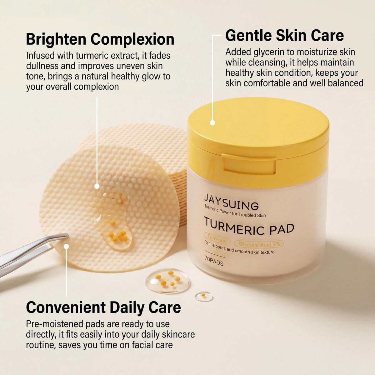 Jaysuing Turmeric Facial Cleansing Pads For Glowing Skin