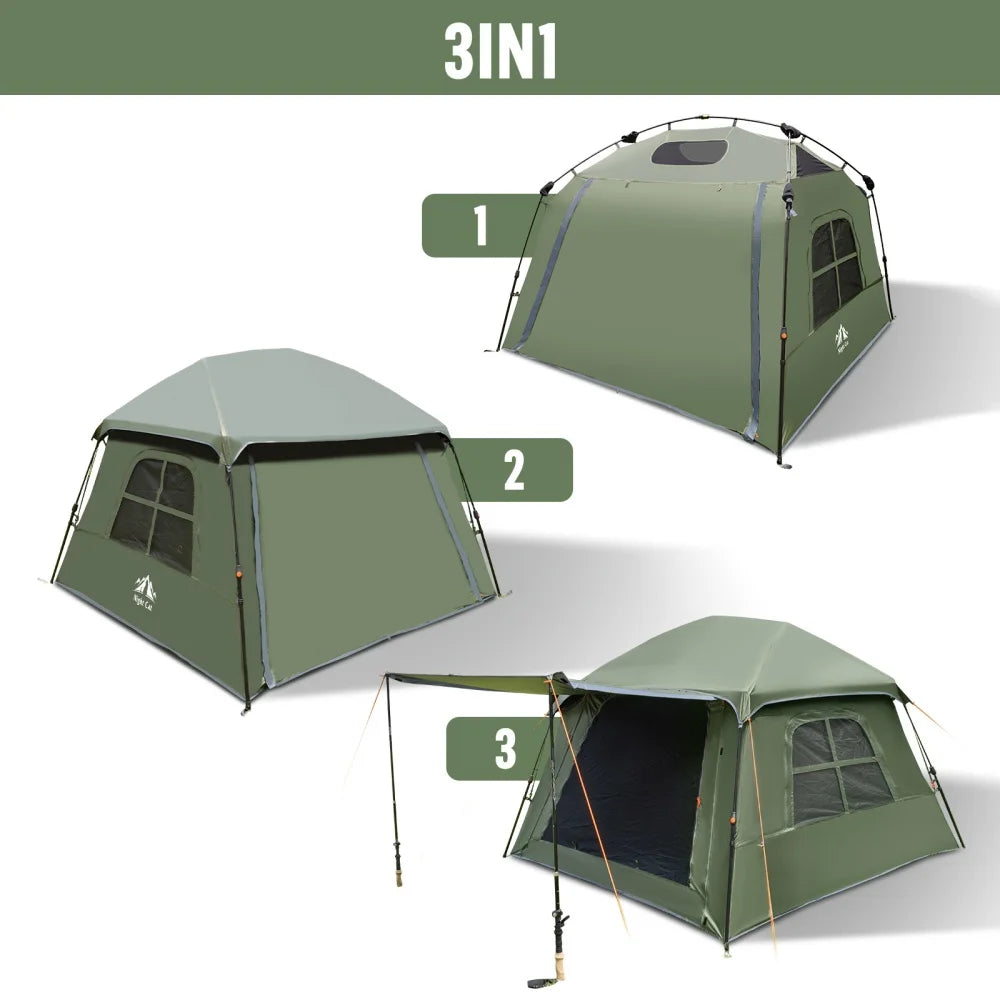 Night Cat 4 Person Blackout Pop Up Waterproof Camping Tent