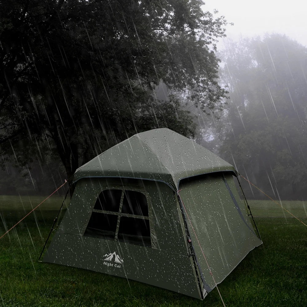Night Cat 4 Person Blackout Pop Up Waterproof Camping Tent