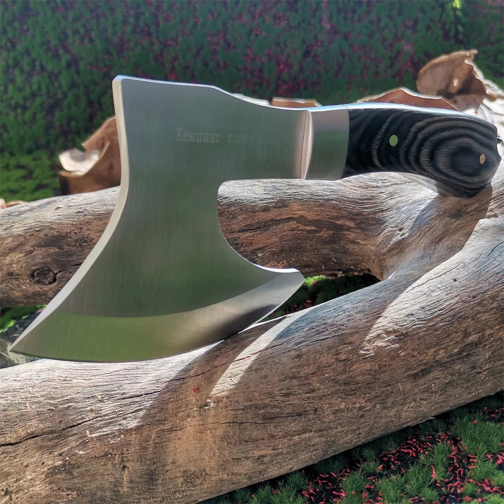 Doom Blade Stainless Steel Wood Handle Survival Camping Axe