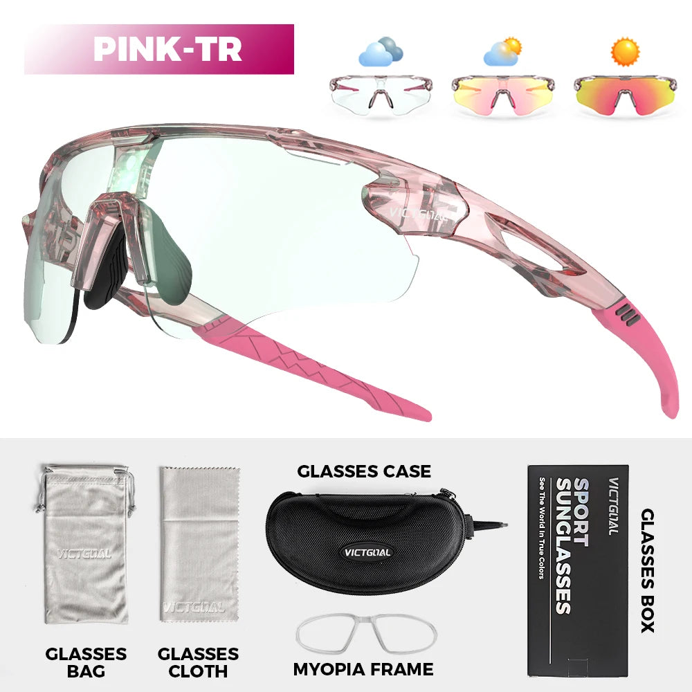 Victgoal Photochromic Cycling Sunglasses UV400 Protection Windproof TR90 Frames
