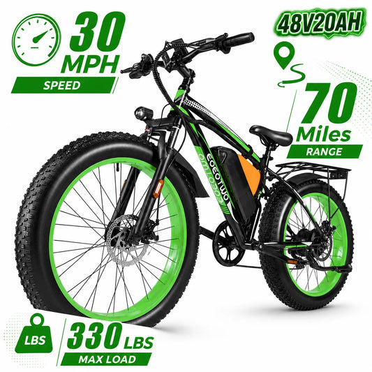 EOEOTWO Fat Tire Electric Bike 48V 1000W Peak 1500W Motor