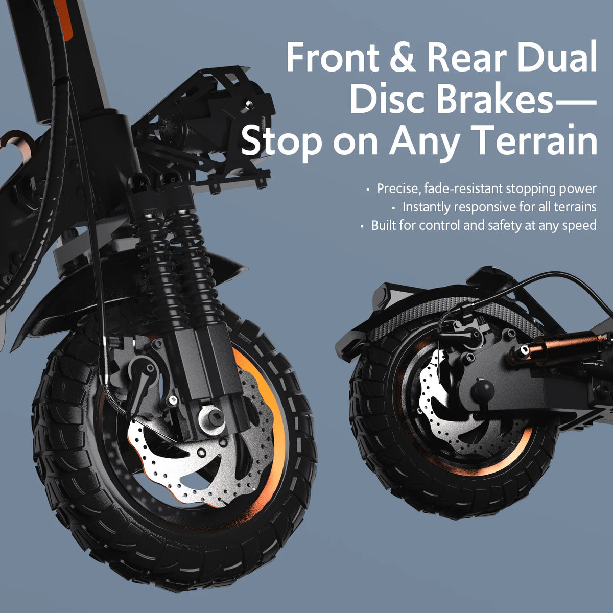 OZIVELT 1200W Folding Electric Scooter Off Road Double Suspension