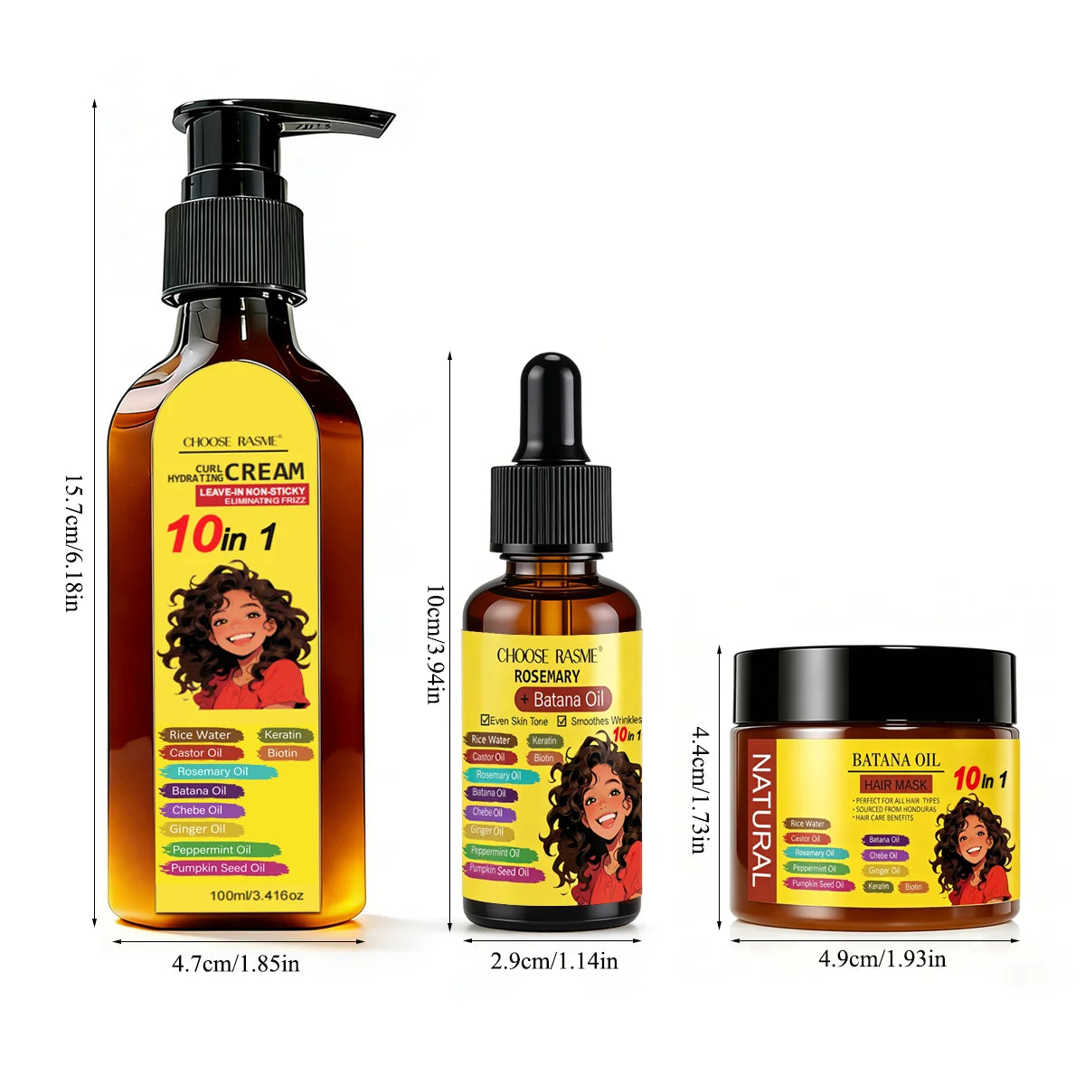 Batana Oil Hair Mask Curl Cream And Rosemary Oil Set
