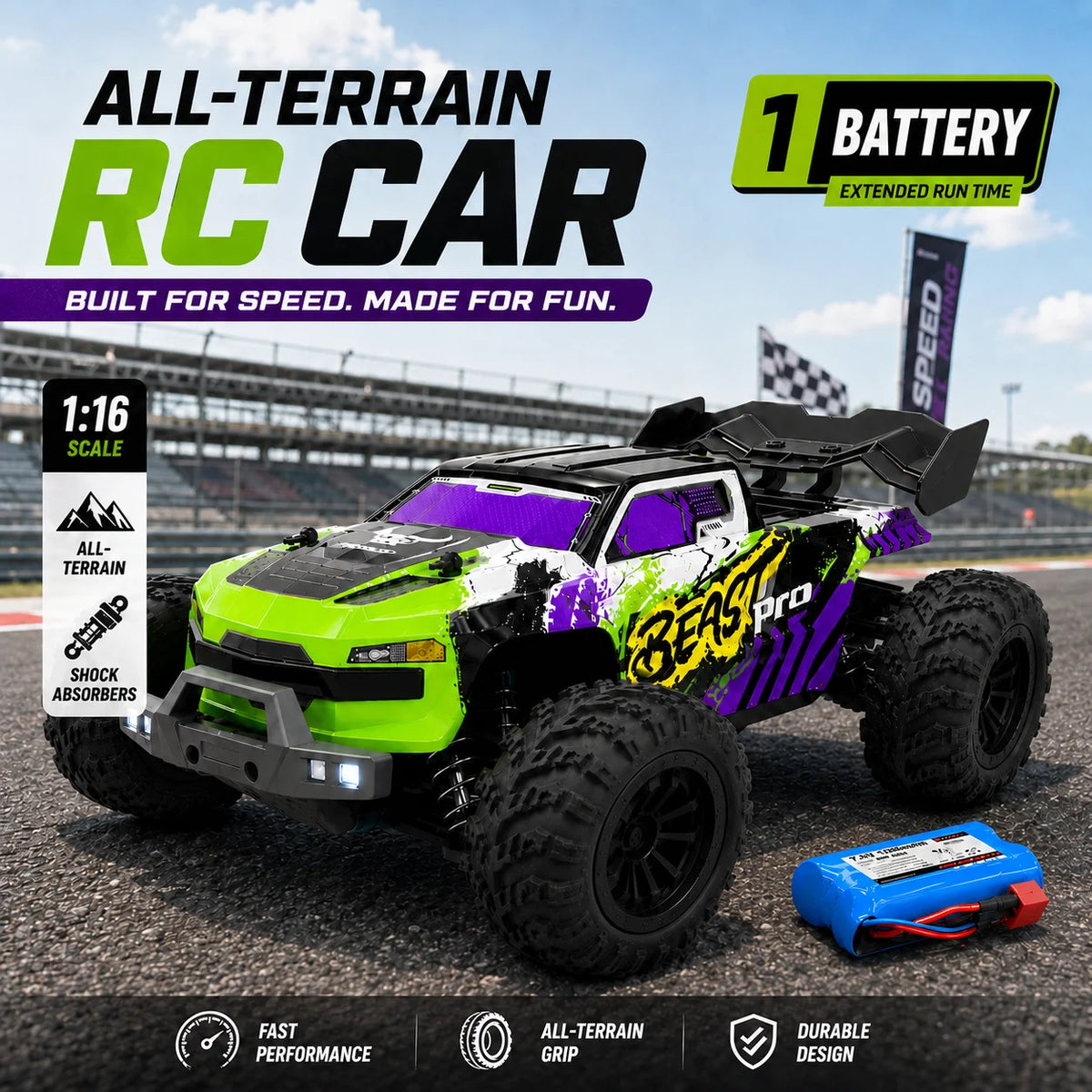 ZNLYRION RC Buggy Four Wheel Drive Off Road Racing Truck