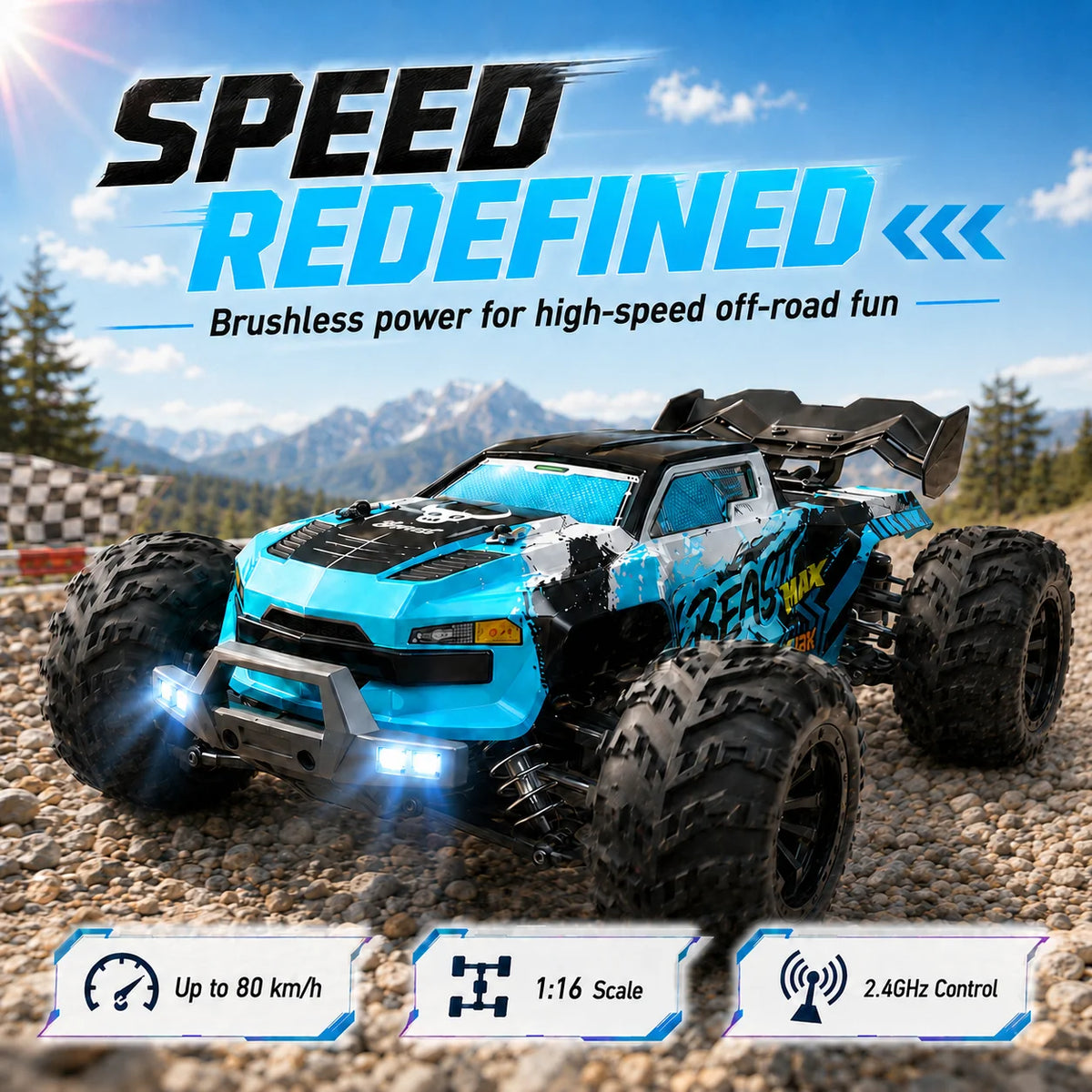 ZNLYRION RC Buggy Four Wheel Drive Off Road Racing Truck