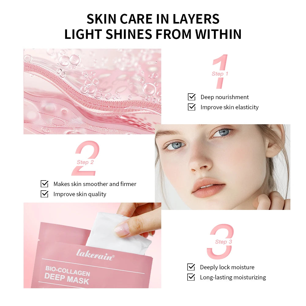 Lakerain Bio Collagen Face Mask Deep Hydrating Anti Aging