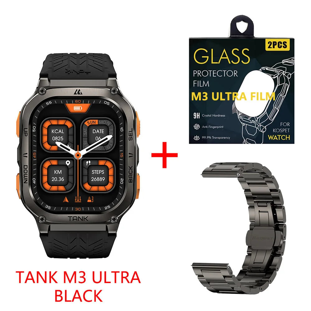Kospet Tank M3 Ultra Gps Smartwatch Stainless Steel Waterproof Monitor