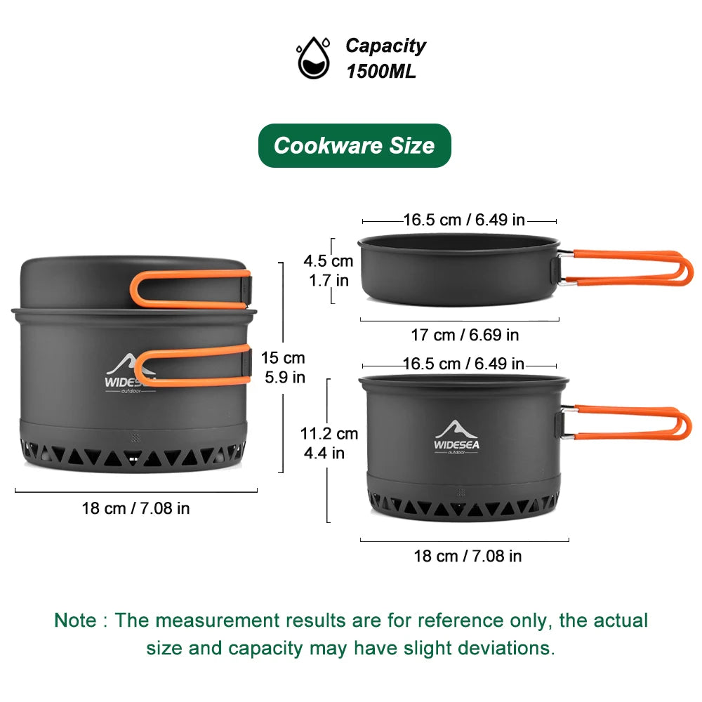 WideSea Outdoor Camping Cookware Set Portable Kitchen Pot Kit