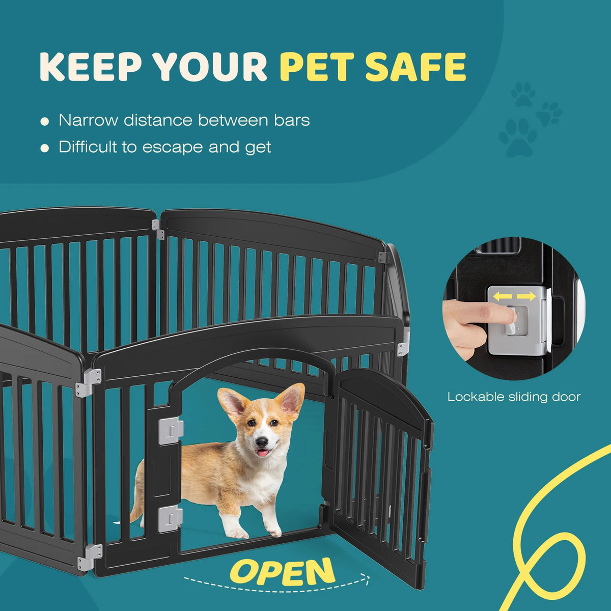 JHK Plastic Dog Playpen Expandable Portable Pet Fence