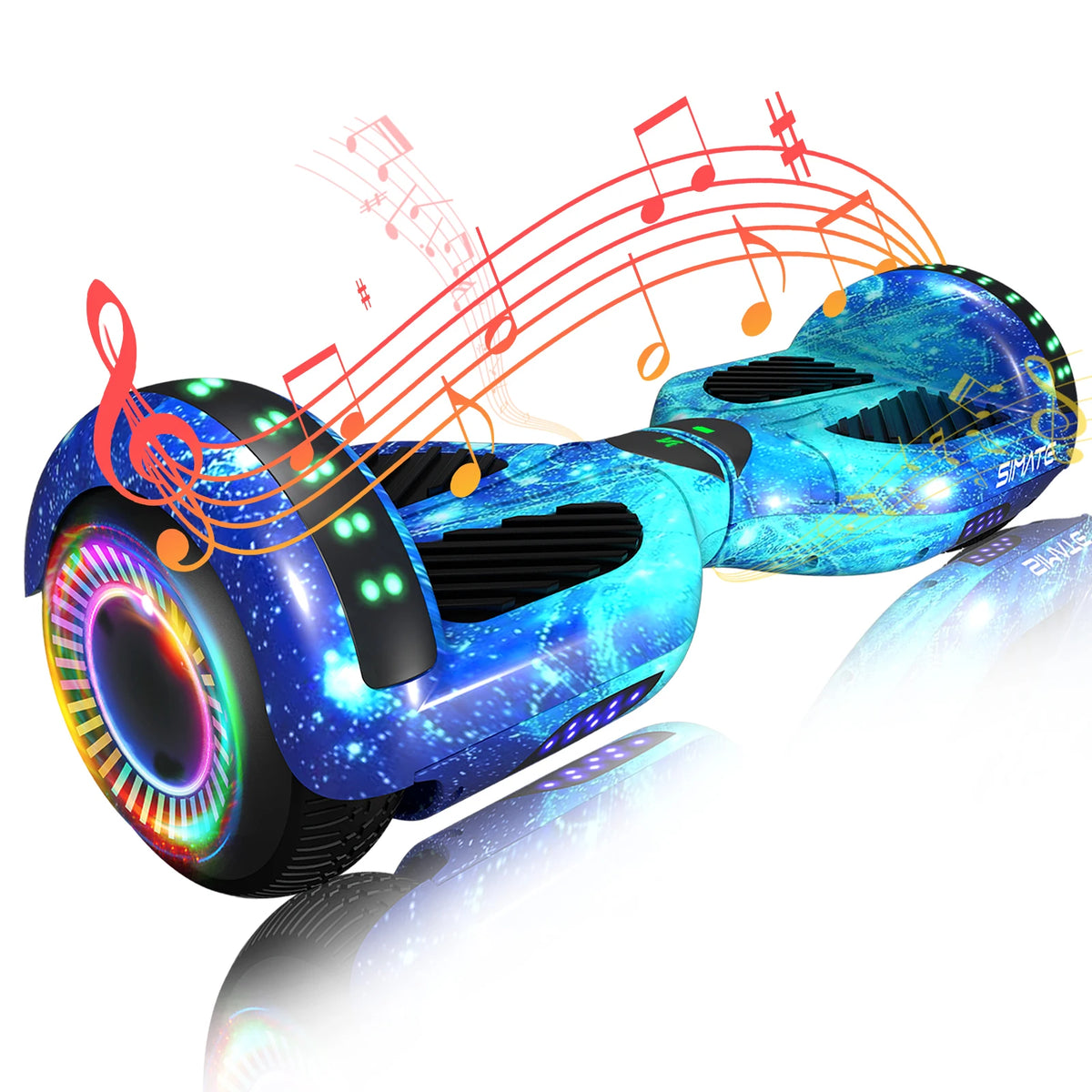 Simate Self Balancing Hoverboard With Bluetooth Speaker And LED Lights