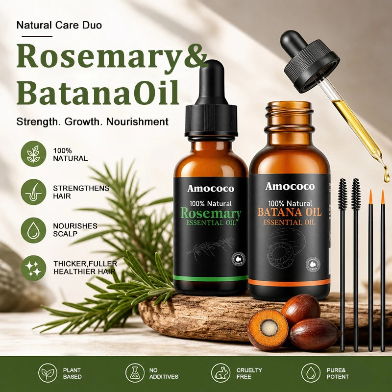 Amococo Rosemary Batana Hair Oil Duo For Dry Frizzy Hair