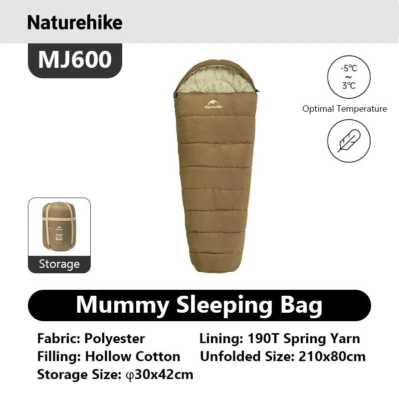 Naturehike Adult Mummy Sleeping Bag Winter Camping Warm Poly Filled