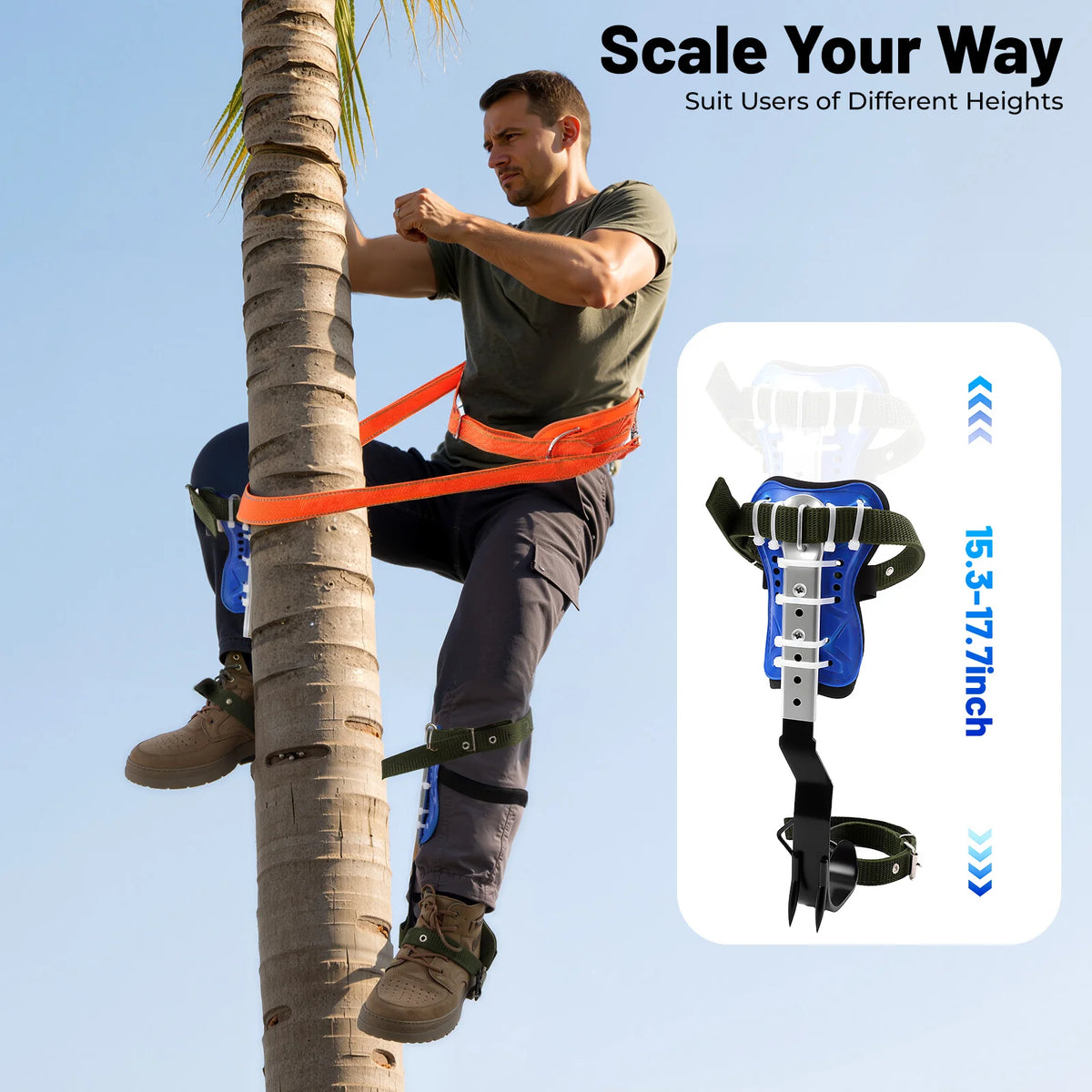 Heavy Duty Steel Tree Climbing Spike Safety Gear Set