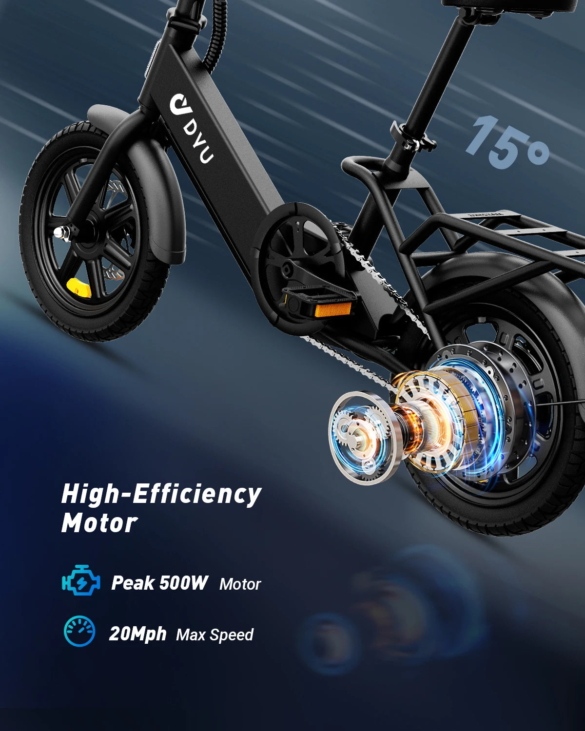 DYU C3 Folding Electric Bike 500W Motor 280WhBattery