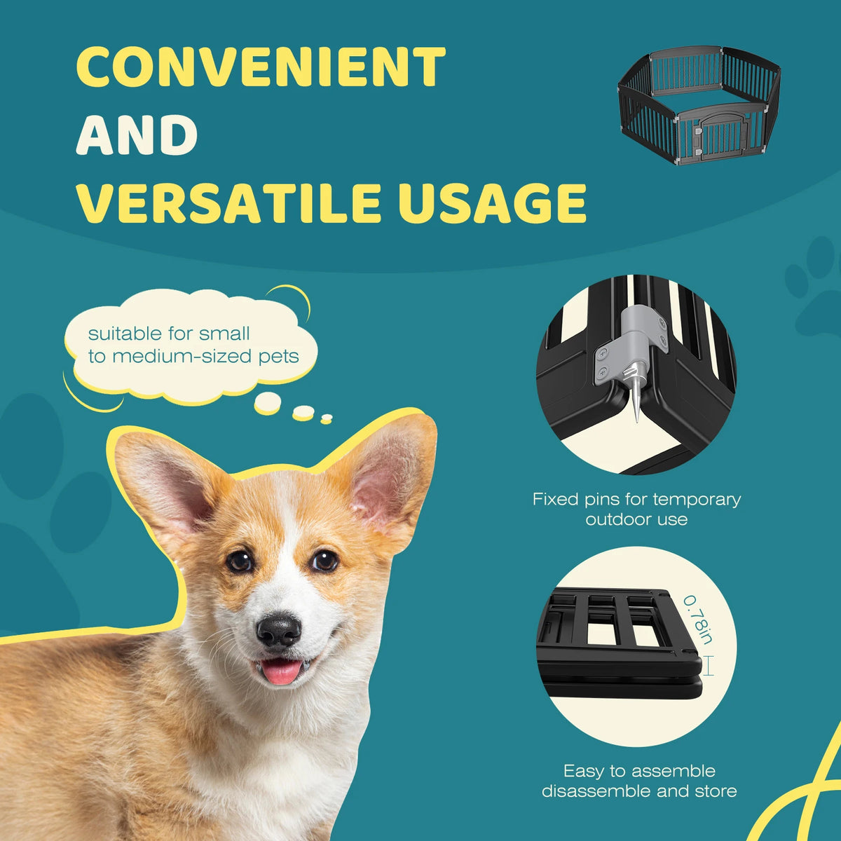 JHK Plastic Dog Playpen Expandable Portable Pet Fence