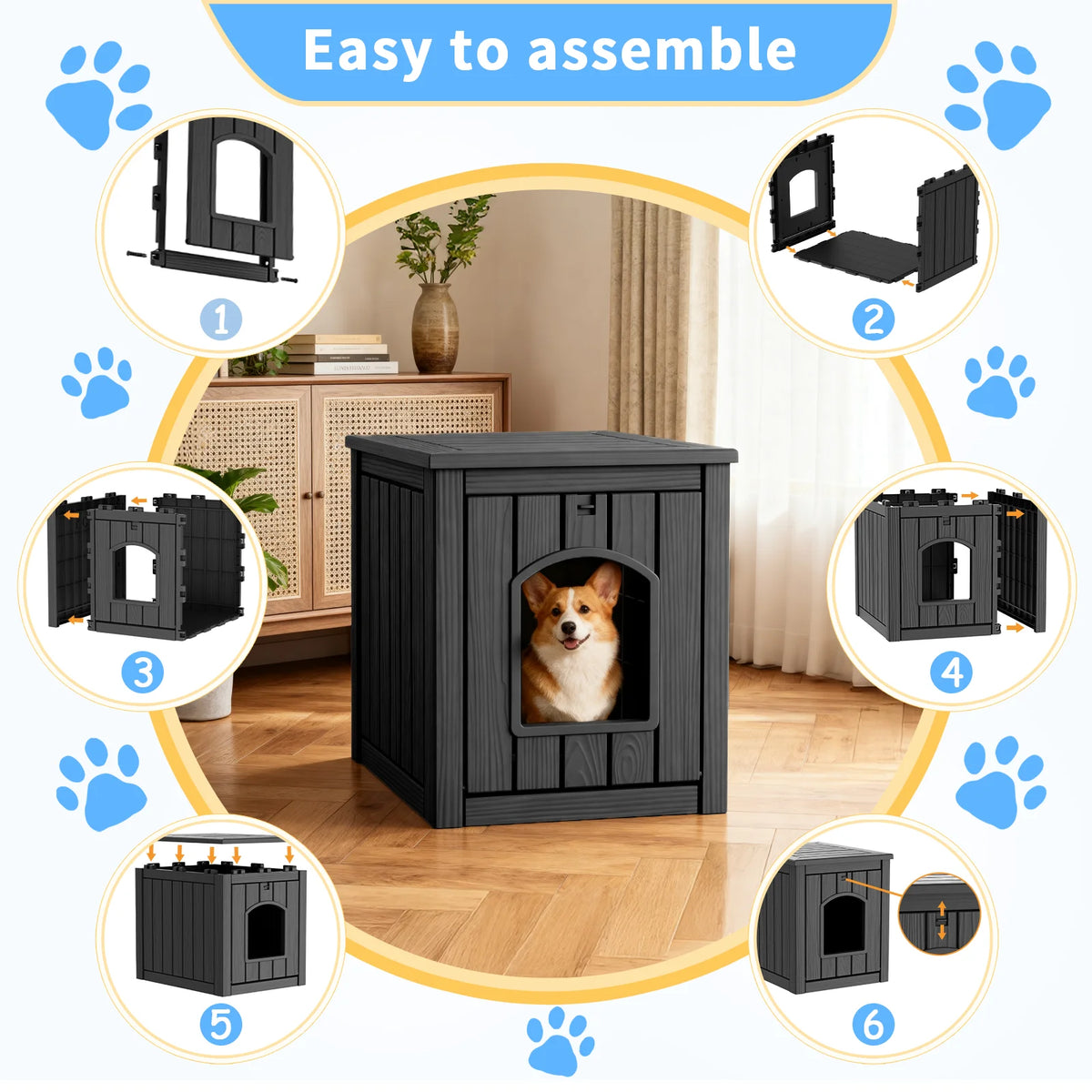 Resin Waterproof Cat House End Table Indoor Outdoor Pet Kennel