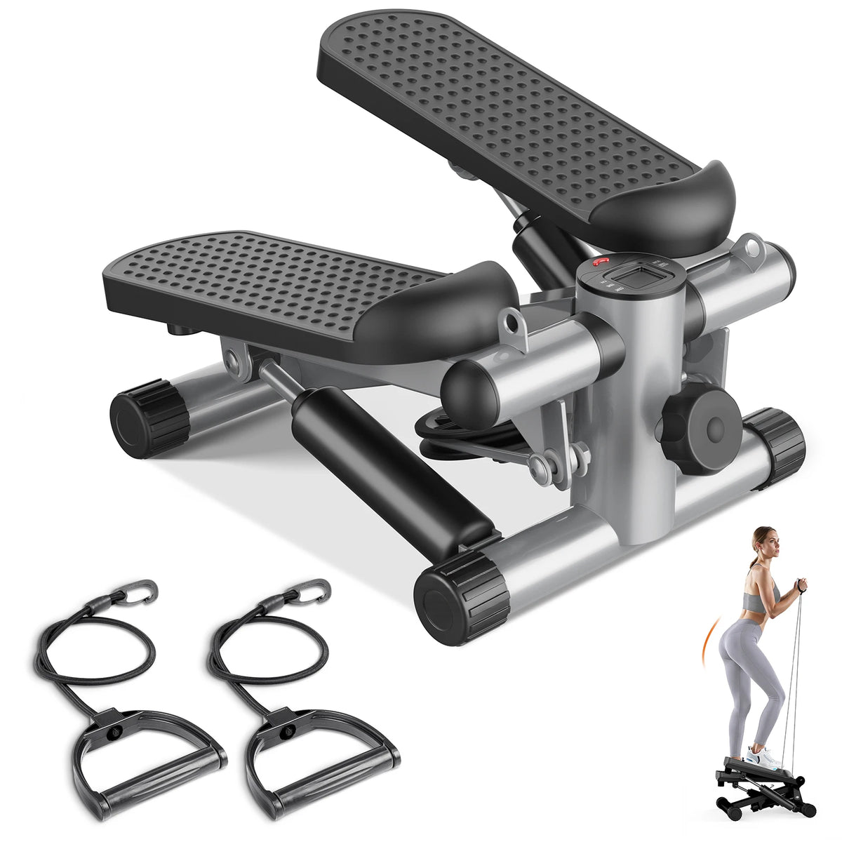 JHK Hydraulic Mini Stepper With Adjustable Resistance Bands