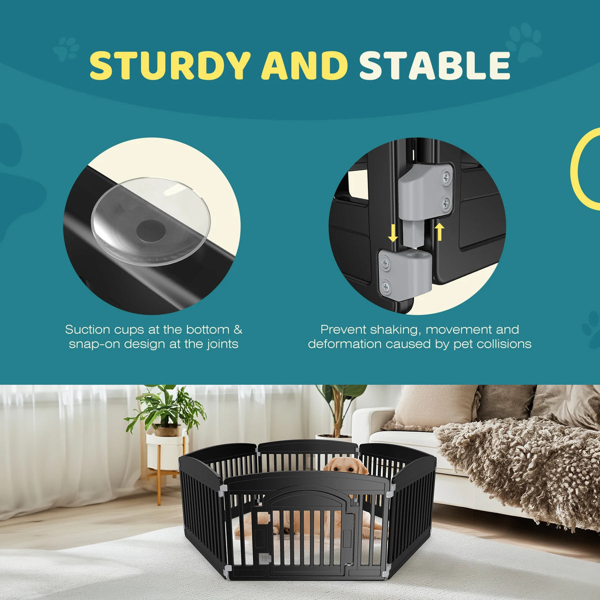 JHK Plastic Dog Playpen Expandable Portable Pet Fence