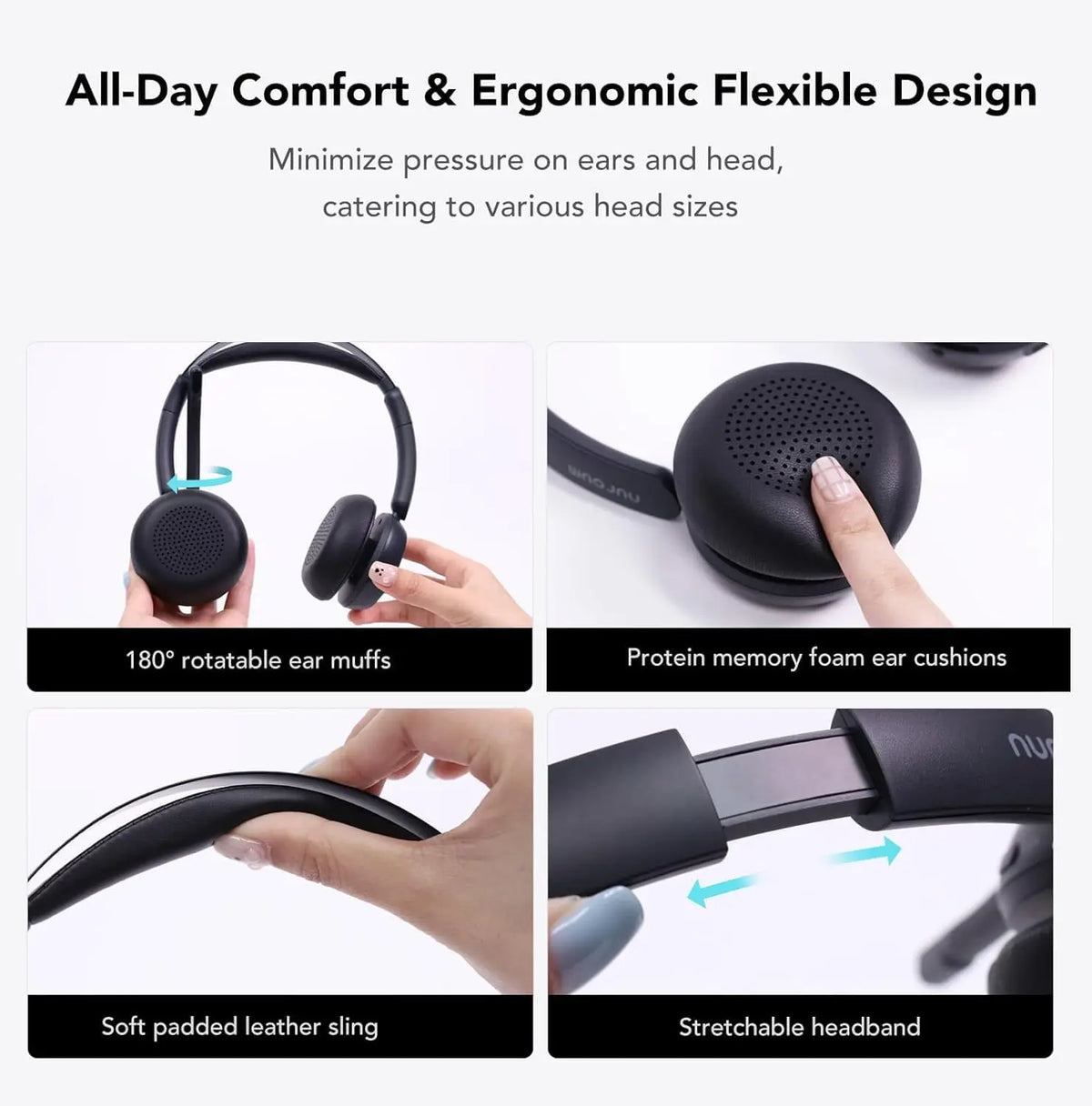 Nuroum Wireless Bluetooth Headset With Active Noise Cancellation Mic