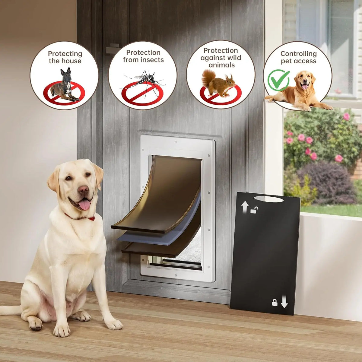 Petcoming Plastic Frame Dog Door With Insulated Magnetic Flaps For Walls