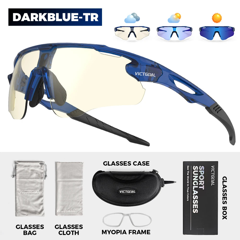 Victgoal Photochromic Cycling Sunglasses UV400 Protection Windproof TR90 Frames