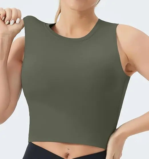 THE GYM PEOPLE Women's Sleeveless Sports Bra with Removable Pads, Medium Support Crop Top in 4-Way Stretch Fabric, Perfect for Workout, Running & Daily Use