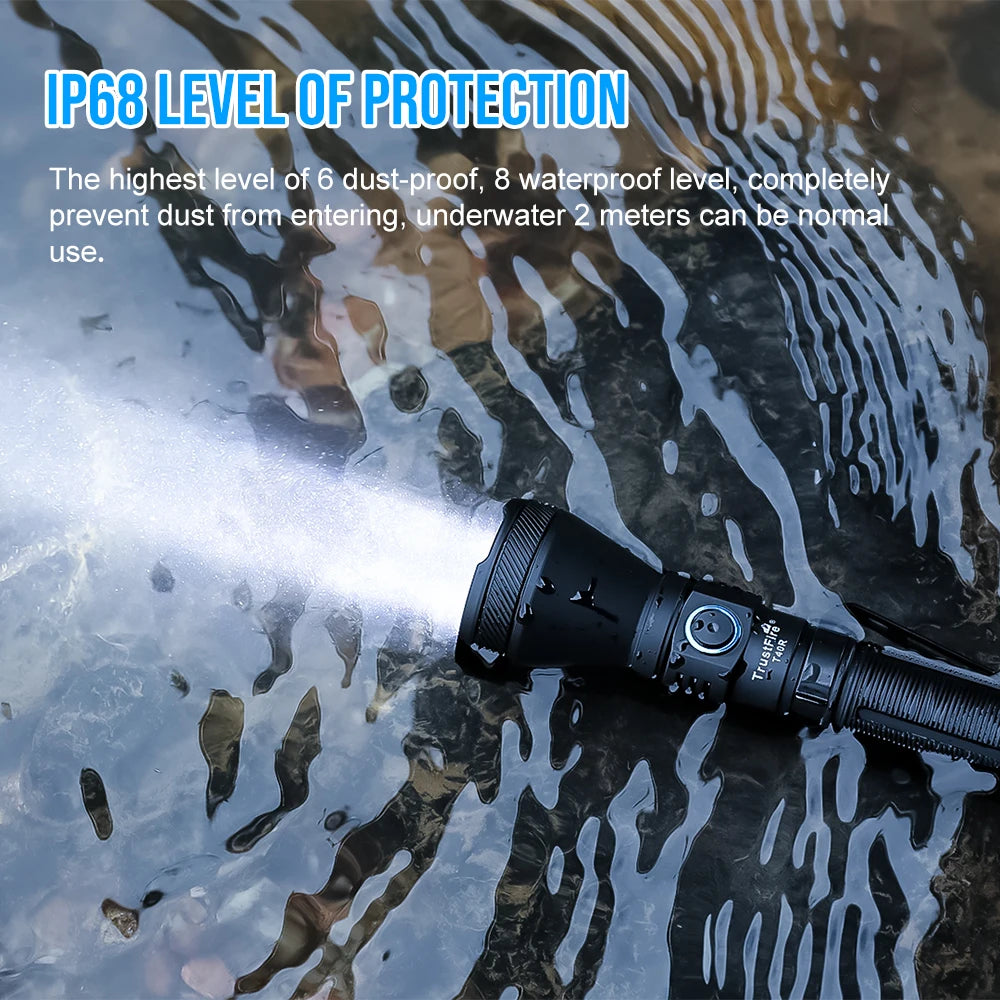 TrustFire T40R Tactical 1800 Lumens Rechargeable Flashlight