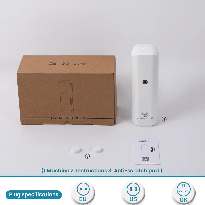 NAMSTE Portable Waterless Oil Diffuser Bluetooth Control Scent Air Machine Fragrance Scent Diffuser Plug-in Wall for Home Office