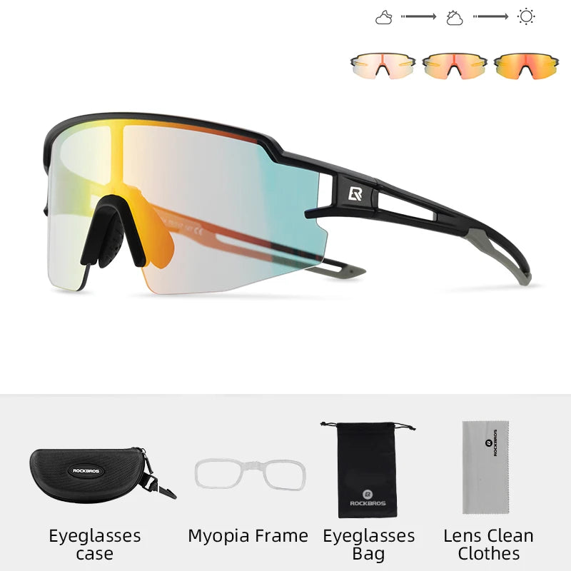 Rockbros Photochromic Cycling Glasses UV400 Sports Eyewear