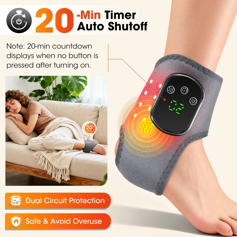 Hailicare Electric Ankle Massager With Heat And Vibration